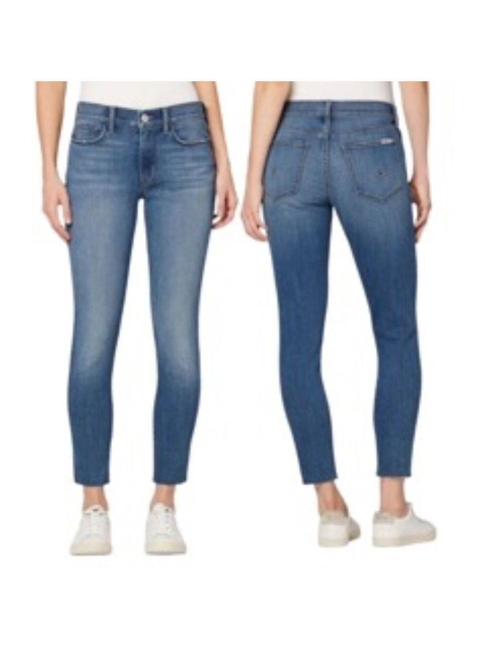 HUDSON JEANS  Natalie Mid-Rise Raw Hem Super Skinny Jeans